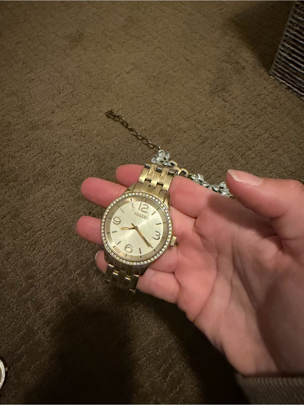 Fossil Women's Gold-Tone Crystal Accent Bracelet Watch